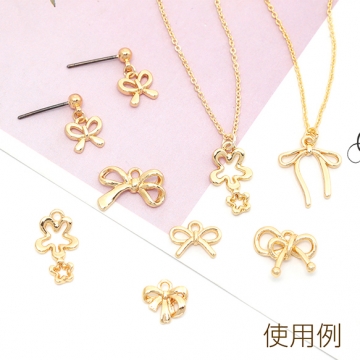 メタルチャーム 合金製 リボン 蝶々結び メタルパーツ 約12×13mm（6ヶ）