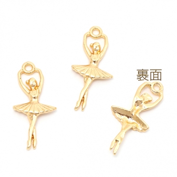 メタルチャーム 合金製 バレエ プリマ 踊り子 ダンス ミニチュア 飾り メタルパーツ 約11×24mm（6ヶ）