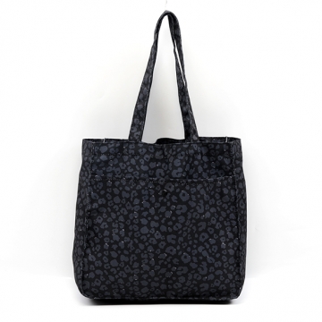 ハンドバッグ トートバッグ ショルダーバッグ 黒ヒョウ柄 かばん キャンバス 約13×31×32cm（1個）