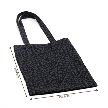 ハンドバッグ トートバッグ ショルダーバッグ 黒ヒョウ柄 かばん キャンバス 約31×36cm（1個）