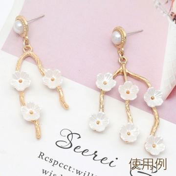 アクリルチャーム 合金製 アクリルフラワー 2連 木の枝 メタルチャーム 約20×40mm（2ヶ）
