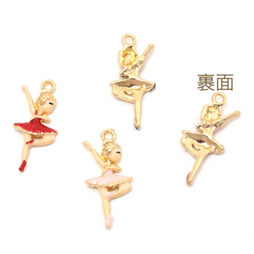 エポチャーム 合金製 バレエ 踊り子 プリマ ミニチュア メタルチャーム 約10×23mm（4ヶ）
