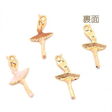 エポチャーム 合金製 バレエ 踊り子 プリマ ミニチュア メタルチャーム 約12×23mm（4ヶ）