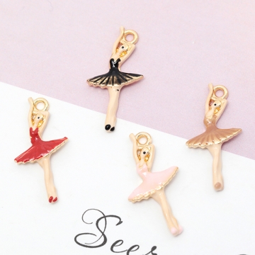 エポチャーム 合金製 バレエ 踊り子 プリマ ミニチュア メタルチャーム 約12×23mm（4ヶ）