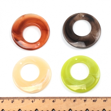 アクリルパーツ アクリル製 円形 サークル マーブルカラー 1穴 約38mm（10ヶ）