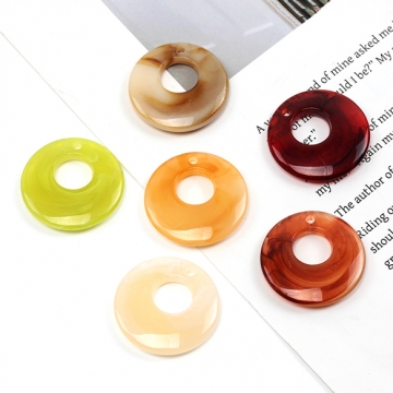 アクリルパーツ アクリル製 円形 サークル マーブルカラー 1穴 約24mm（20ヶ）