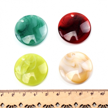 アクリルパーツ アクリル製 円形 サークル プレート マーブルカラー 1穴 約30mm（10ヶ）