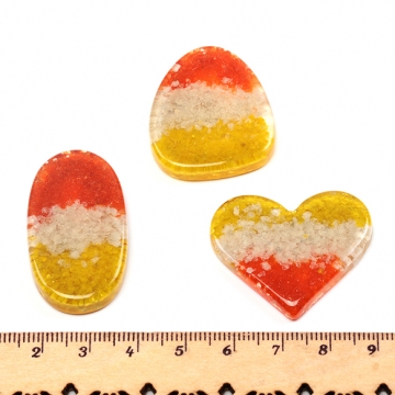 アクリル貼り付けパーツ 樹脂製 デザイン 貝殻 貝紛 3色 カラフル 穴なし 全3種類（10ヶ）
