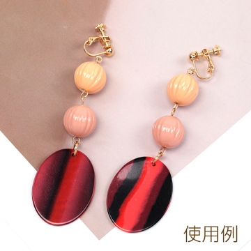 樹脂パーツ 樹脂製 オーバル プレート サークル ストライプカラー アクリルパーツ 1穴 約26×34mm（10ヶ）