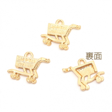 メタルチャーム 合金製 ショッピング カート お買い物かご ミニチュア メタルパーツ 約16×20mm（6ヶ）