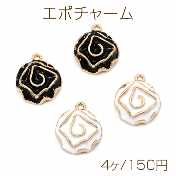 エポチャーム 合金製 ローズ 薔薇 フラワー メタルチャーム 約17×20mm（4ヶ）