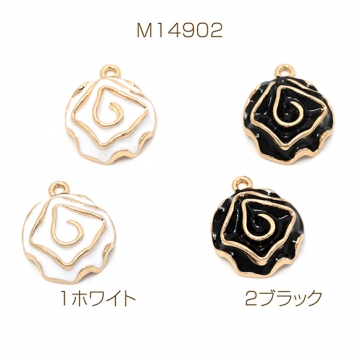 エポチャーム 合金製 ローズ 薔薇 フラワー メタルチャーム 約17×20mm（4ヶ）