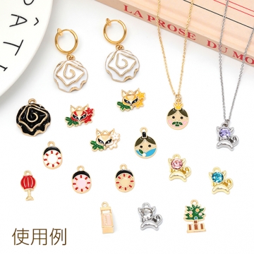 エポチャーム 合金製 ローズ 薔薇 フラワー メタルチャーム 約17×20mm（4ヶ）