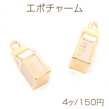 エポチャーム 合金製 牛乳 ミルク 生鮮食品 ミニチュア メタルチャーム 約7×15mm（4ヶ）