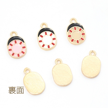 エポチャーム 合金製 お皿 プレート お盆 和風 メタルチャーム 約9×15mm（4ヶ）