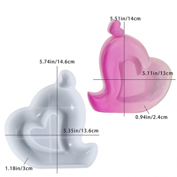 シリコンモールド レジンシリコンモールド ハート 装飾品 約146×136×30mm（1ヶ）