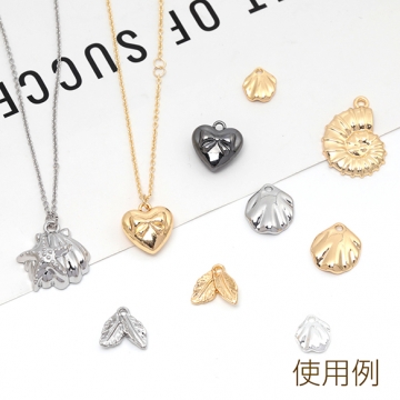 メタルチャーム 合金製 ハート リボン 立体 メタルパーツ 約12×13mm（4ヶ）