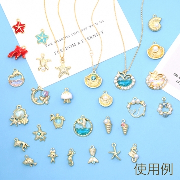 メタルチャーム 合金製 さかな 魚 マリンチャーム メタルチャーム 約10×11mm（6ヶ）