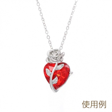 ガラスチャーム 合金製 バラ 薔薇 フラワー ハート ガラスストーン付き メタルチャーム 約10×16mm（2ヶ）