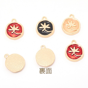 エポチャーム 合金製 蓮 フラワー 花 不規則ラウンド カメオ風チャーム メタルチャーム 約12×15mm（4ヶ）