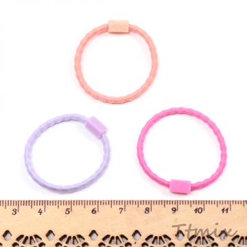ヘアゴムパーツ ポリエステル ウェーブタイプ パステル ハンドメイド用 貼付パーツ付き 約2.5×35mm（30ヶ）