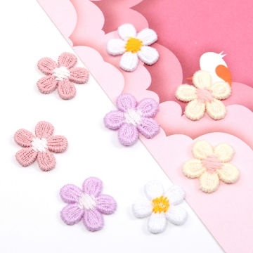 刺繍ワッペン フラワー 花 服飾パーツ 貼り付けパーツ 約1.5cm（10ヶ）