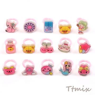 デザインリング アクリルリング イラスト お徳用ミックス キッズ ※ランダムのため選べません 内径約13.5mm（10ヶ）