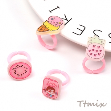 デザインリング アクリルリング イラスト お徳用ミックス キッズ ※ランダムのため選べません 内径約13.5mm（10ヶ）