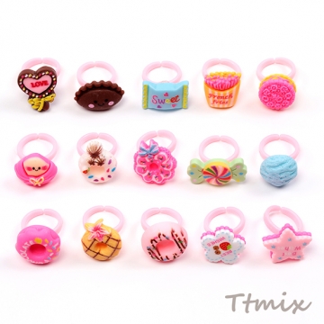 デザインリング アクリルリング スイーツ お徳用ミックス キッズ ※ランダムのため選べません 内径約13.5mm（10ヶ）