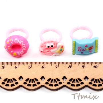 デザインリング アクリルリング スイーツ お徳用ミックス キッズ ※ランダムのため選べません 内径約13.5mm（10ヶ）