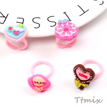 デザインリング アクリルリング スイーツ お徳用ミックス キッズ ※ランダムのため選べません 内径約13.5mm（10ヶ）