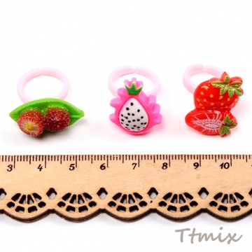デザインリング アクリルリング フルーツ お徳用ミックス キッズ ※ランダムのため選べません 内径約13.5mm（10ヶ）