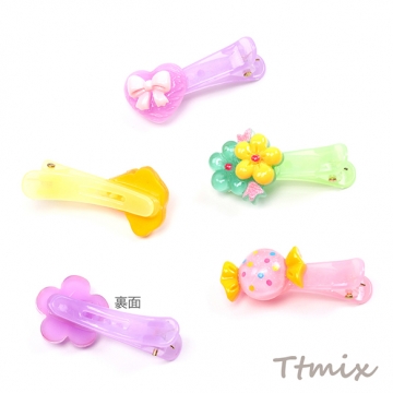 ヘアピン アクリル製 カラフル お徳用ミックス キッズ ヘアクリップ ※ランダムのため選べません 約35mm（6ヶ）