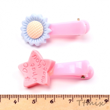 ヘアピン アクリル製 ピンク お徳用ミックス キッズ ヘアクリップ ※ランダムのため選べません 約35mm（6ヶ）