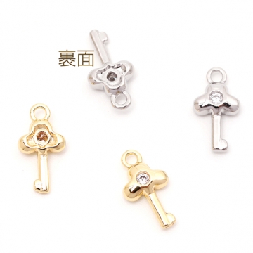 ジルコニアチャーム 銅製 きのこ キノコ メタルチャーム 約6×12mm（2ヶ）