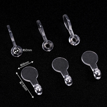 ヘアゴムパーツ プラスチック 丸皿 ヘアアクセサリー 接続パーツ デコパーツ 貼り付けパーツ 約8×16mm（約200ヶ）