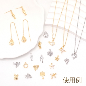ジルコニアチャーム 銅製 フラワー 花と蝶 上品 高品質パーツ メタルチャーム 約10×10mm（2ヶ）