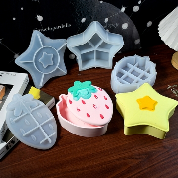 シリコンモールド レジンシリコンモールド いちご 星収納ボックス（1ヶ）