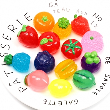 ミニチュアサンプルパーツ 樹脂製 野菜 フルーツ 果物 デコパーツ 食品サンプル ミニチュアフード ※種類ランダム（2ヶ）