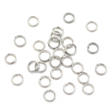 二重カン 鉄製 2重リング ダブルリング キーホルダー 基礎金具 接続金具 約0.6×5mm（50ヶ）