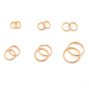 二重カン 鉄製 2重リング ダブルリング キーホルダー 基礎金具 接続金具 約0.6×5mm（50ヶ）