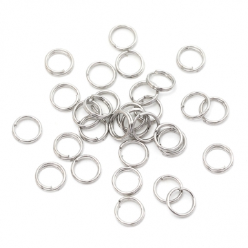 二重カン 鉄製 2重リング ダブルリング キーホルダー 基礎金具 接続金具 約0.6×6mm（50ヶ）