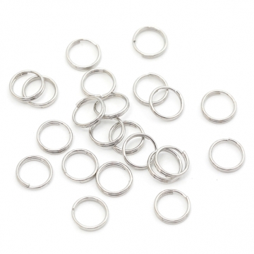 二重カン 鉄製 2重リング ダブルリング キーホルダー 基礎金具 接続金具 約0.6×7mm（50ヶ）