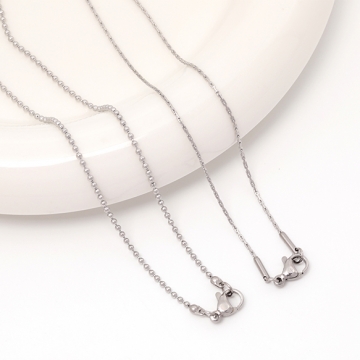 ステンレスネックレス 高品質 シンプルチェーン 電気メッキ加工 SUS304 長さ約50cm(幅約1.5mm)（1本）