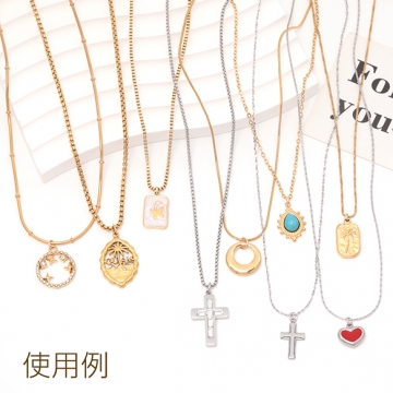 ステンレスネックレス 高品質 シンプルチェーン 電気メッキ加工 SUS304 長さ約50cm(幅約1.5mm)（1本）