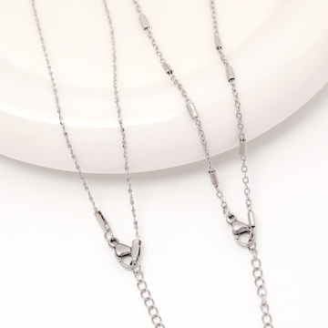 ステンレスネックレス 高品質 デザインチェーン 電気メッキ加工 SUS304 長さ約45+5cm(幅約2mm)（1本）
