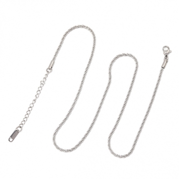 ステンレスネックレス 高品質 デザインチェーン 電気メッキ加工 SUS304 長さ約45+5cm(幅約2.2mm)（1本）