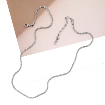 ステンレスネックレス 高品質 デザインチェーン 電気メッキ加工 SUS304 長さ約45+5cm(幅約2.2mm)（1本）