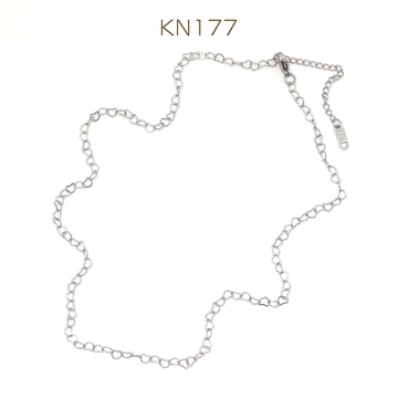 ステンレスネックレス 高品質 ハートチェーン 電気メッキ加工 SUS304 長さ約45+5cm(幅約3.5mm)（1本）