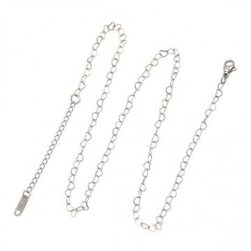 ステンレスネックレス 高品質 ハートチェーン 電気メッキ加工 SUS304 長さ約45+5cm(幅約3.5mm)（1本）